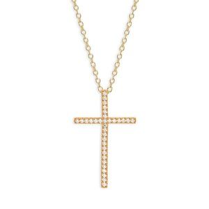 LAFONN Cross 18K Yellow Goldplated Sterling Silver & Simulated Diamond Necklace